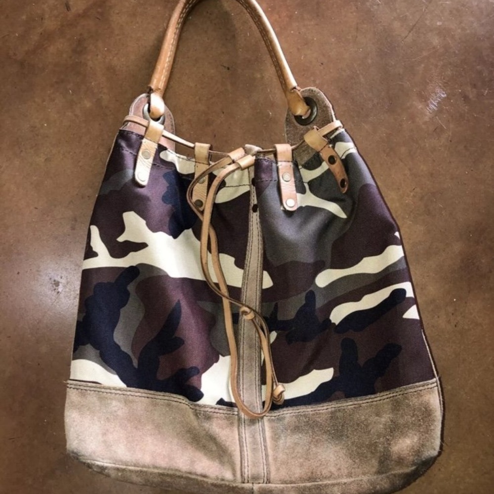 Lucky Brand Camouflage Shoulder Bag with Brown Trim